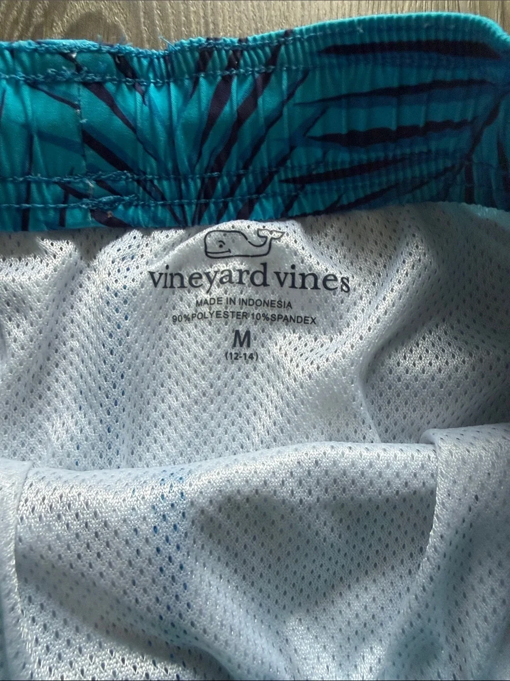 Vineyard Vines Bright Teal Swim Trunks with Pink Drawcord